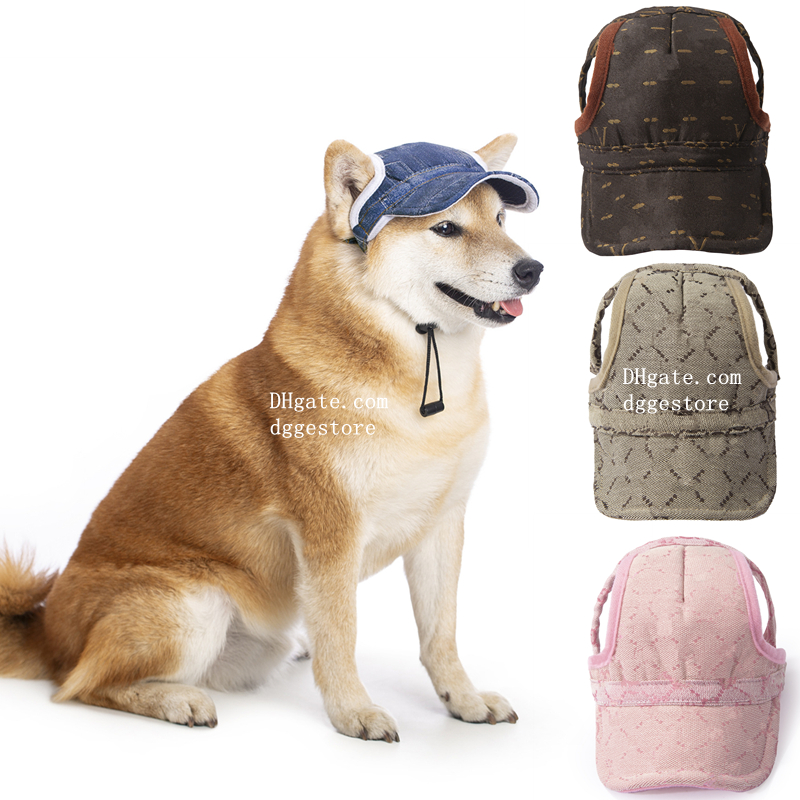 free shipping Designer Dog Baseball Cap Hats Big Ear Holes, Summer Beach Visor Small Large Dogs, Comfortable Pet Sun Hat with Adjustable Strap for Dog