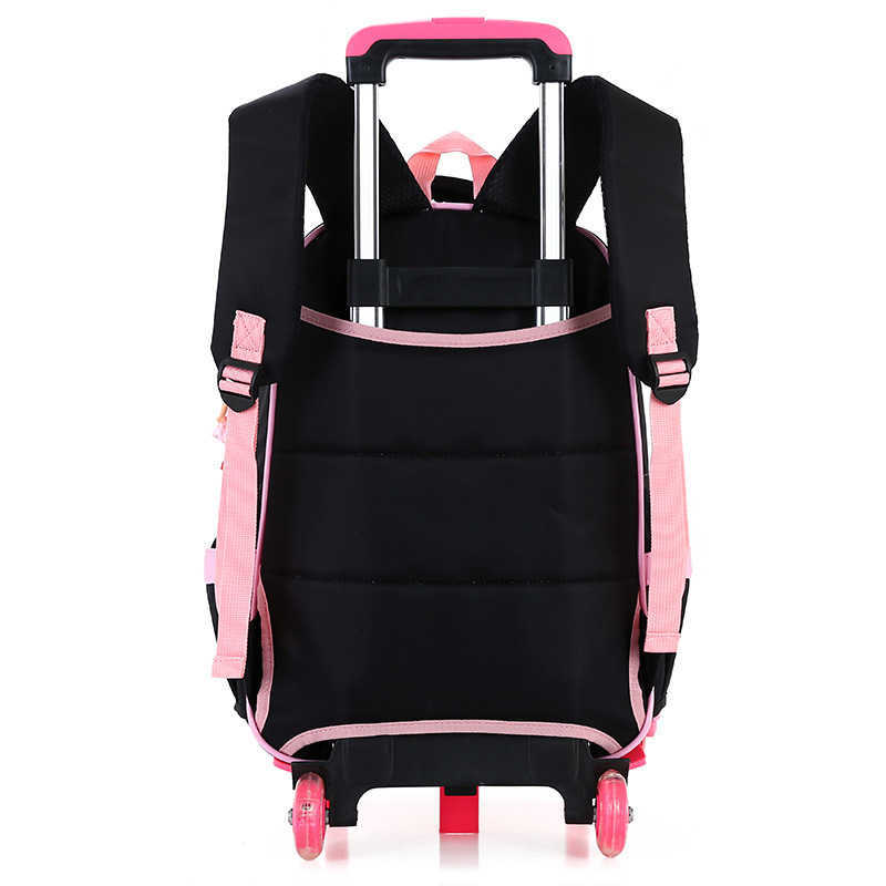 Student girls Tow bag with two wheels can climb stairs Children elementary school students pull rod backpack for grades 1-6 2 wheels waterproof X25031