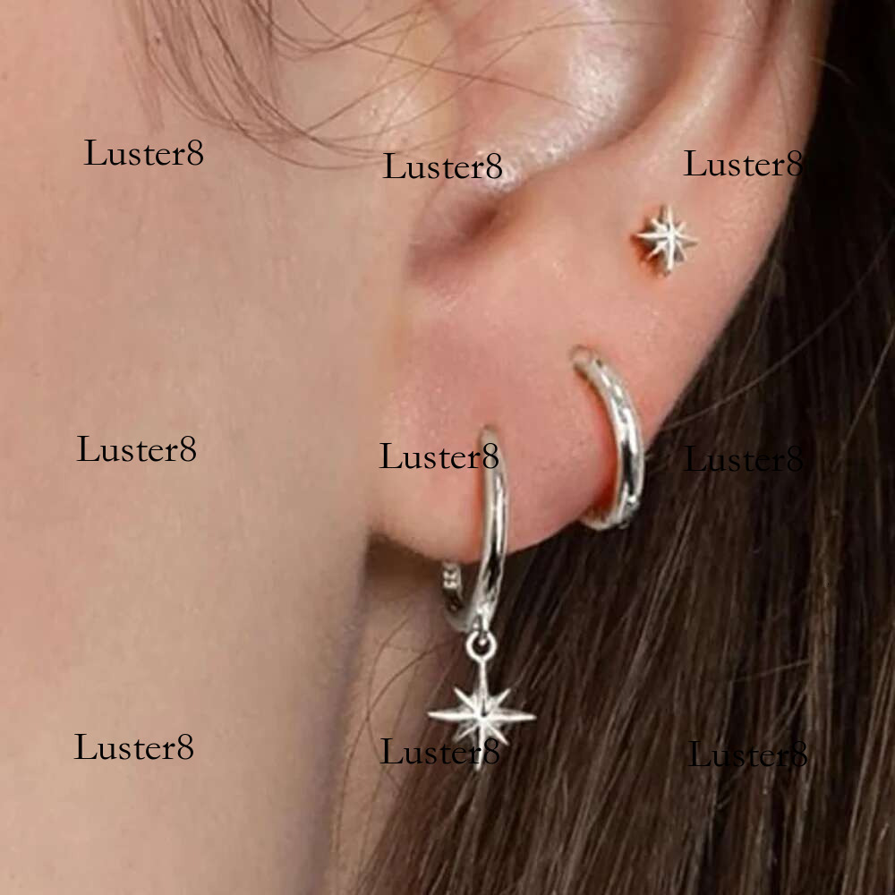 3 Piece Fashion Stainless Steel Round Star Drop Earrings Set for Women Gold Plated Dangle Earring Punk Unisex Rock Jewelry