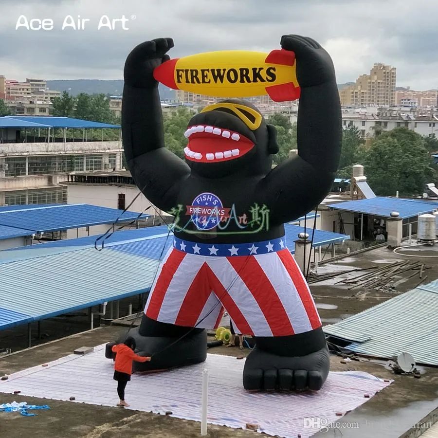 12m height (40ft) with blower Inflatable Fireworks Rocket King Kong Fire Arrow Free Giant Pop-up Gorilla Firework Model For Promotion