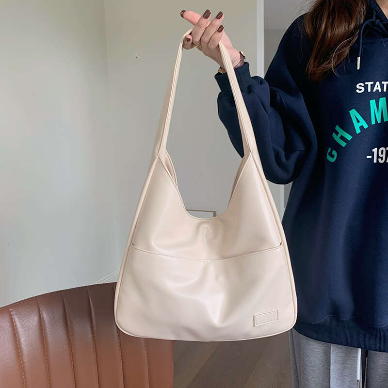 Large Capacity for Women Spring/Summer Soft Leather Bucket Commuter Tote College Student Classroom Shoulder Bag 2025 Versatile New Trendy Clothing Ins