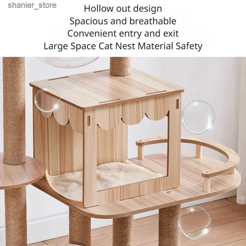 Cat Floor-to-Ceiling Multi layer cat tree with cat nest wear-resistant cat scraper space capsule large cat tower cat play cat tree house