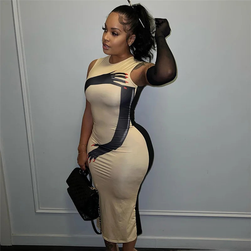 Summer top womens personalized fashion dress spice girl slim niche sense sleeveless long dress vintage harajuku clothes 250317