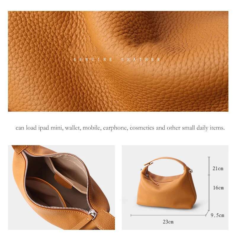 2024 New Women's Female Soft Genuine Leather Handbag Lady Fashion Daily Casual Shoulder Bag Girls Crossbody Messenger