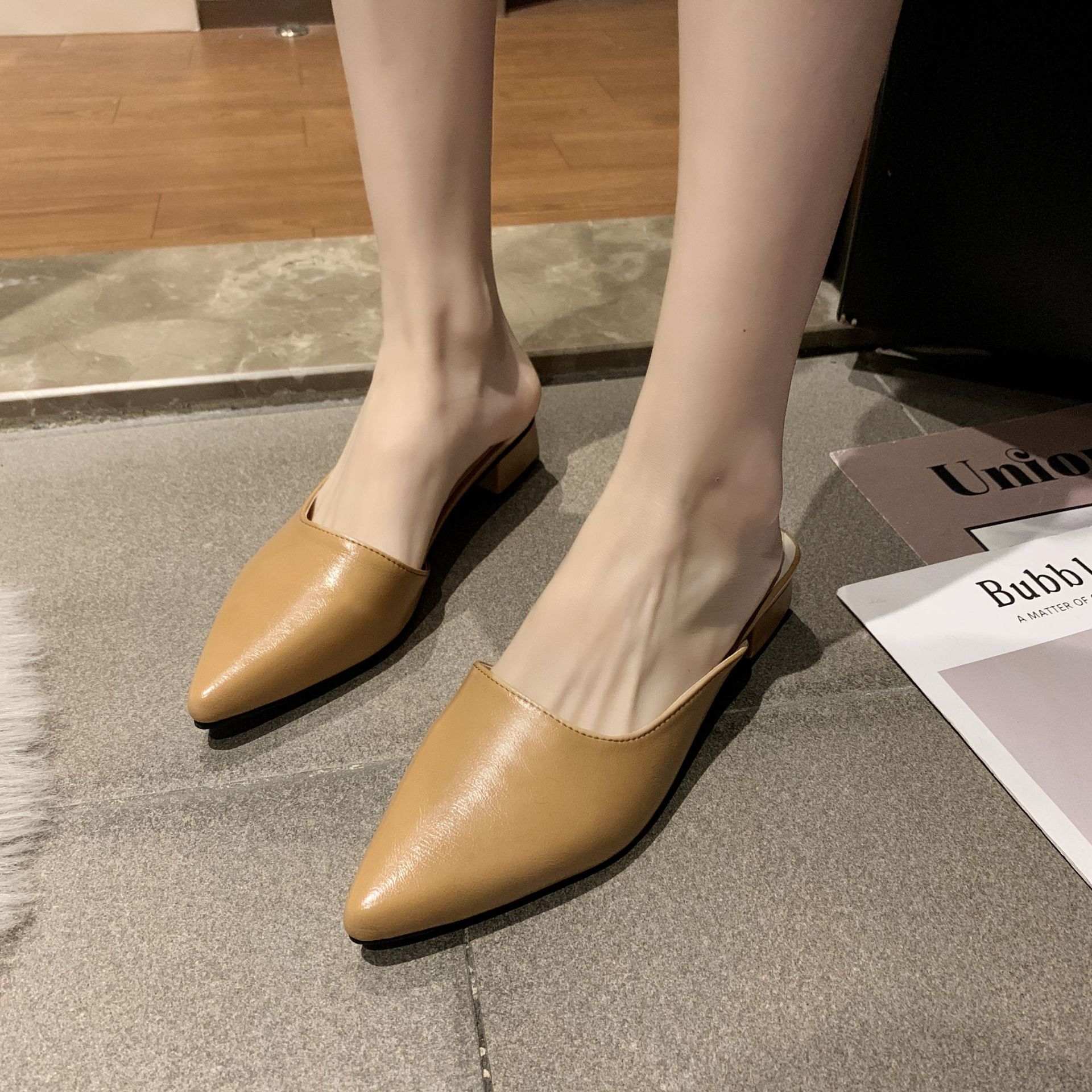 Free shipping new slippers women sandals low heels comfortable fashion daily black green beige khaki
