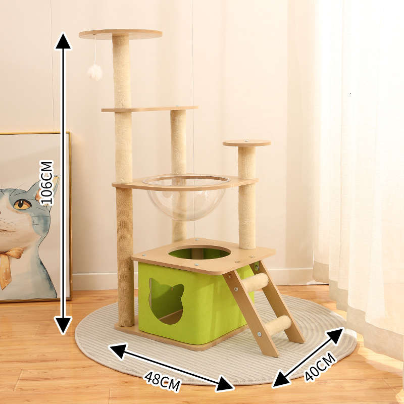 Multi-Level Cat Climbing Tower with Pillar Space Capsule and Nest - Ideal for Summer Fun - view 3
