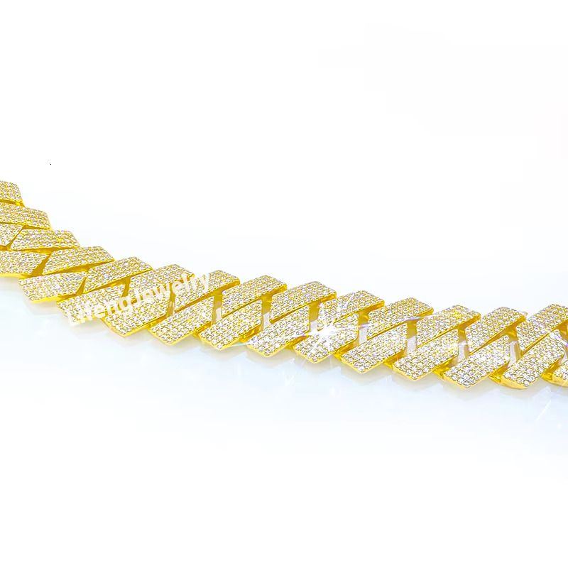 Lifeng Jewelry Custom Moissanite Chain Cuban Link Iced Out 14mm VVS Moissanite Hip Hop Luxury Fashion Gold Plated Cuban Bracelet