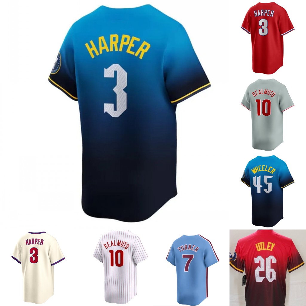 Custom HARPER Baseball Jerseys TURNER JT Realmuto Schwarber NICK CASTELLANOS BRYSON STOTT MARSH Marsh Zack Wheeler Alec Bohm