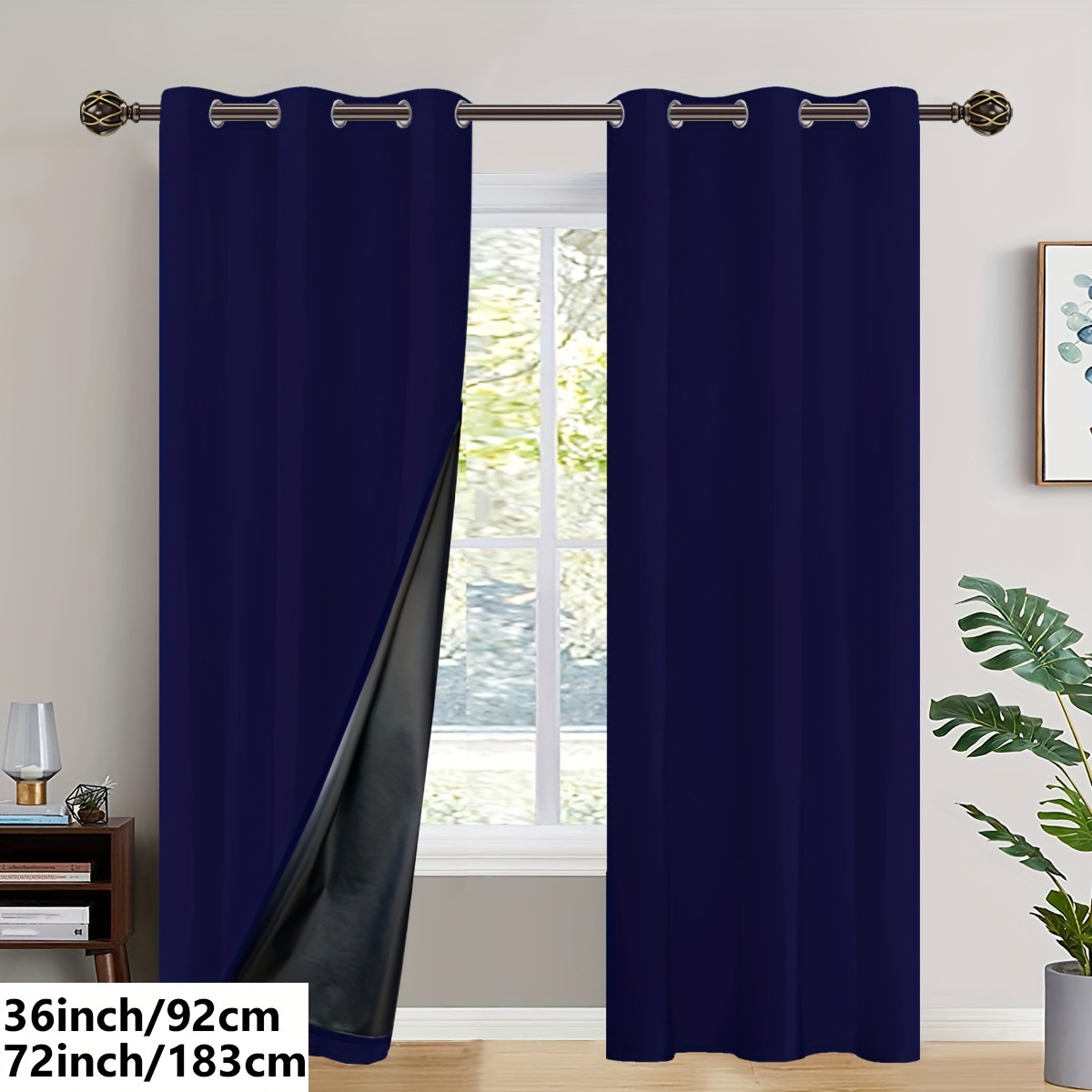 T0371 4-piece blackout curtains, thermal insulation grommet curtains for bedroom blackout, noise reduction curtain for living room