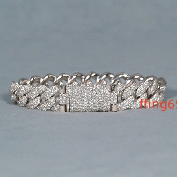 925 Sterling Silver Custom Heavy Cuban15mm Bracelet Moissanite Diamond for Party Gift GIA Certified Hip Hop Jewelry Wholesale