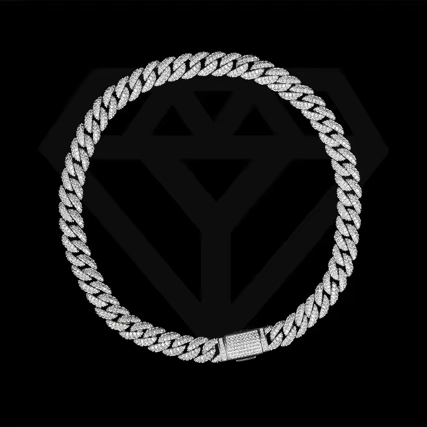 Hip Hop Jewelry Brass CZ Zircon Diamond Luxury Iced Out Miami Cuban Link Chain Necklace