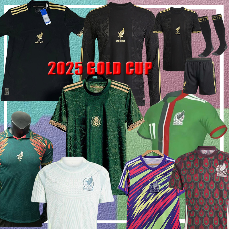 green mexico 2025 Gold Cup mexico Jersey women Football Shirt Maillot Mexique Kids Kit Copa America CHICHARITO Mexiko soccer jersey long sleeve calcio messico