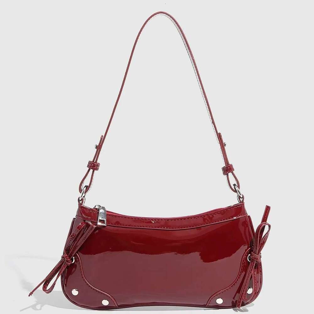 Women's Bags Fashion Casual Bow Shiny Patent PU Leather Shoulder Women Tote Shopping Bag Female Handbag