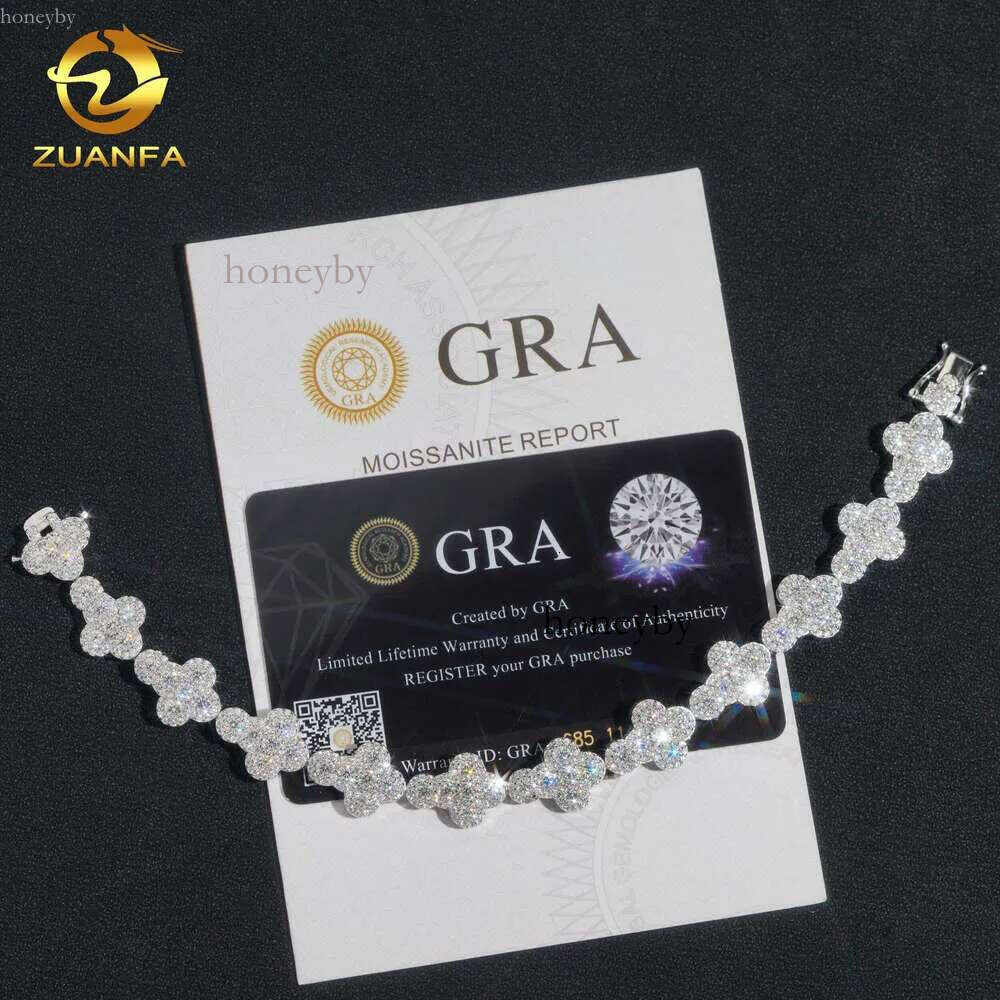 Gra Certificated Pass Tester Sier Iced Out Cluster Tennis Bracelet Moissanite Dia