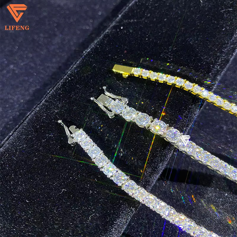 Lifeng 3/4/5MM Tennis Bracelet Iced Out Moissanite 925 Sterling Silver Trending Bracelet Fashion Jewelry Womens Tennis Bracelet