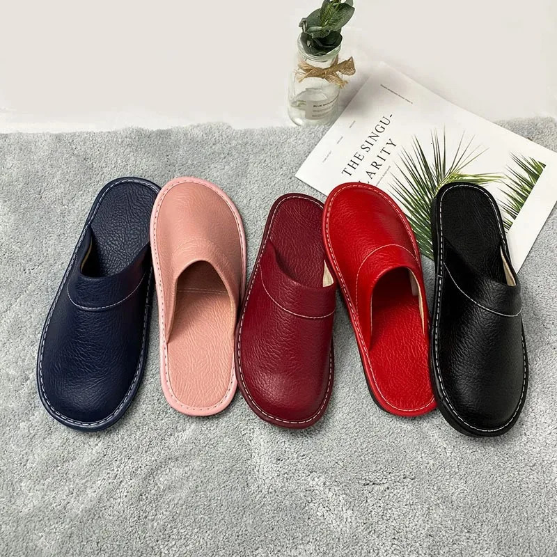 Autumn Winter Indoor Shoes 47 48 Mens Blue Bedroom Slippers Man Concise Slides Faux Fur Mules Leather Home Slipper Flip Fops 250314