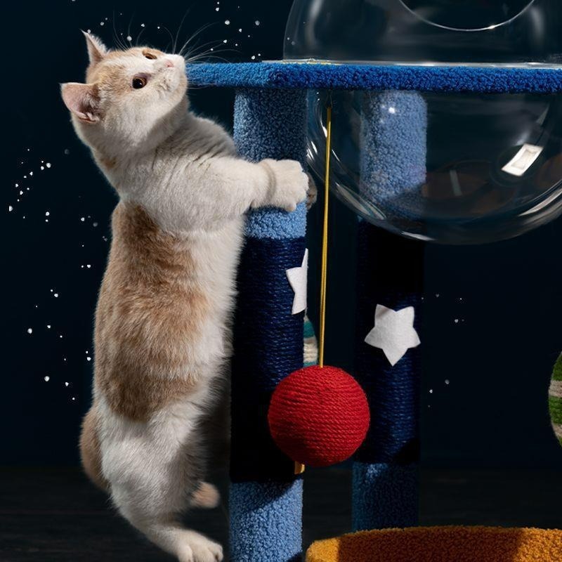Stylish and trendy multi-level cat tree with scratching posts, condos and perches. It is scratch-resistant and suitable for all pets. - view 8