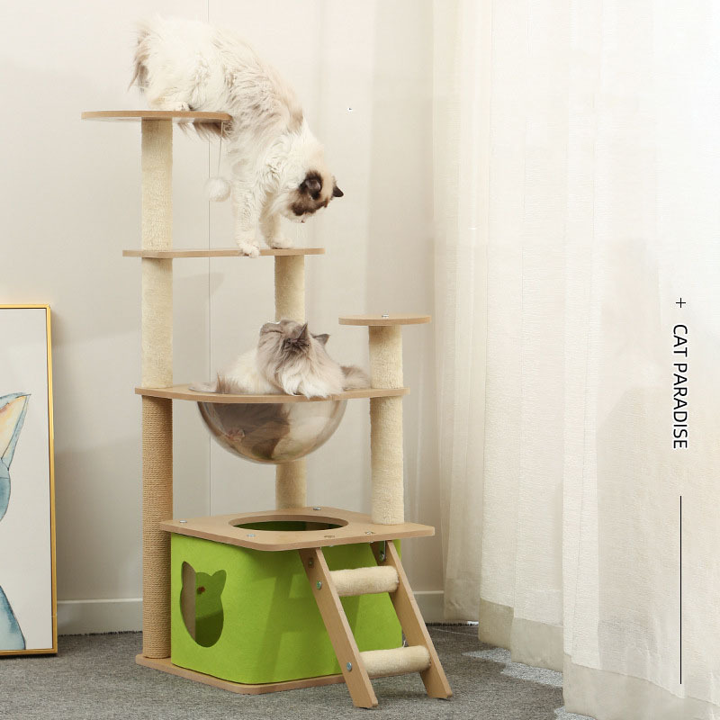 Multi-Level Cat Climbing Tower with Pillar Space Capsule and Nest - Ideal for Summer Fun - view 4