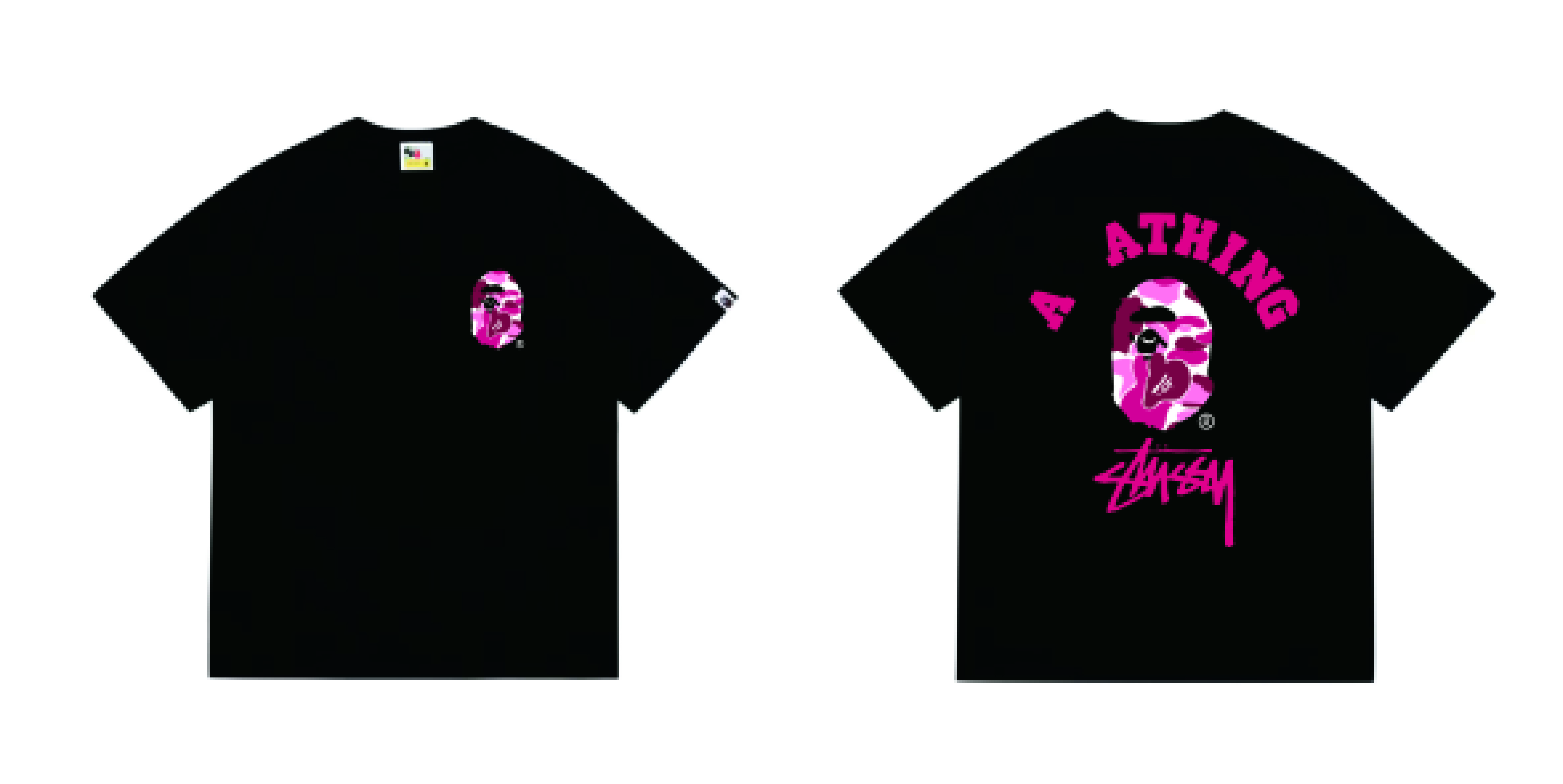 NEW A Bathing Ap 2024 Men Printed Short Sleeve T-shirt High Street Short Sleeve red camo logo red letters