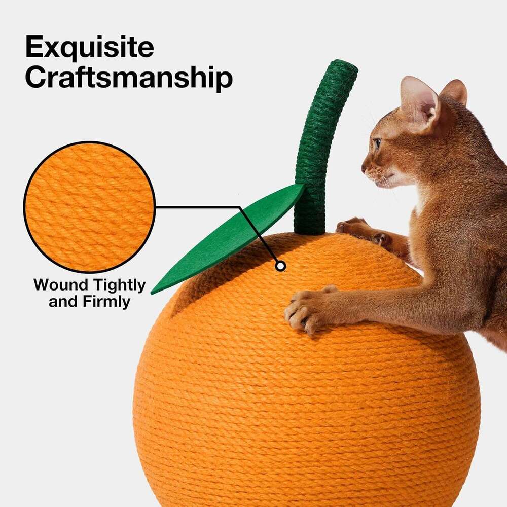 Animal Rescue Donation cat Orange Scratching Post cats Cute Scratcher with Sisal Rope Vertical Scratch Post for Indoor and Kitten cat Scratching Ball