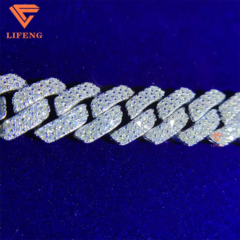 Fine Jewelry Hip Hop 925 Silver 12mm Cuban Link Chain Iced Out Moissanite Diamond Bracelet for Women VVS Chain Charm Bracelet