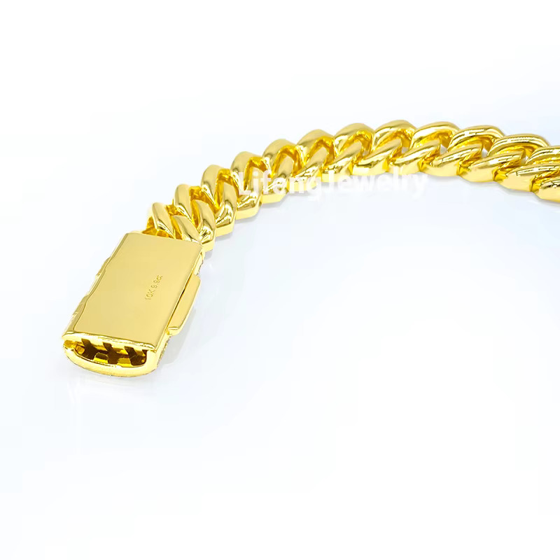 Lifeng Jewelry Custom Moissanite Chain Cuban Link Iced Out 14mm VVS Moissanite Hip Hop Luxury Fashion Gold Plated Cuban Bracelet
