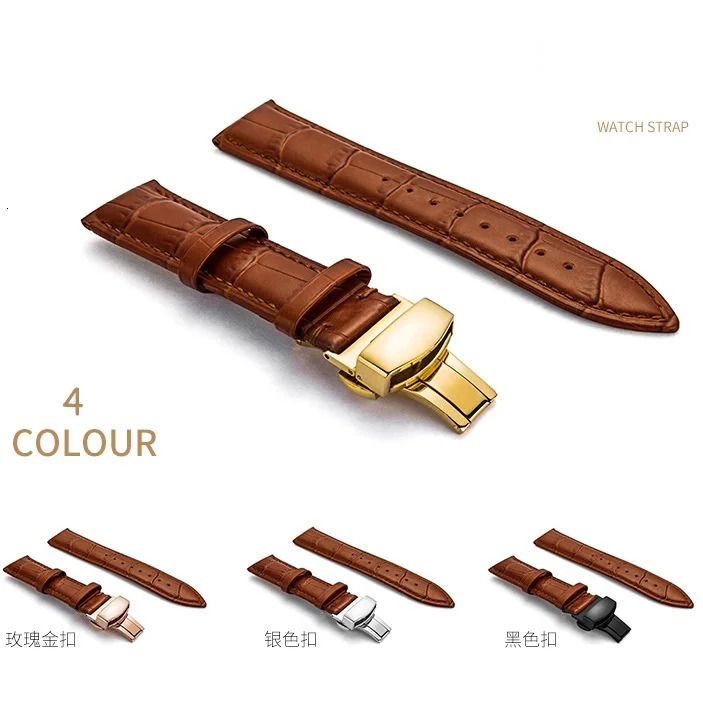Genuine Leather Watch Strap 12 13 14 16 17 18 19 20 21 22 24mm Universal Belt Bracelet with Box Butterfly Buckle Band Wristband 250304