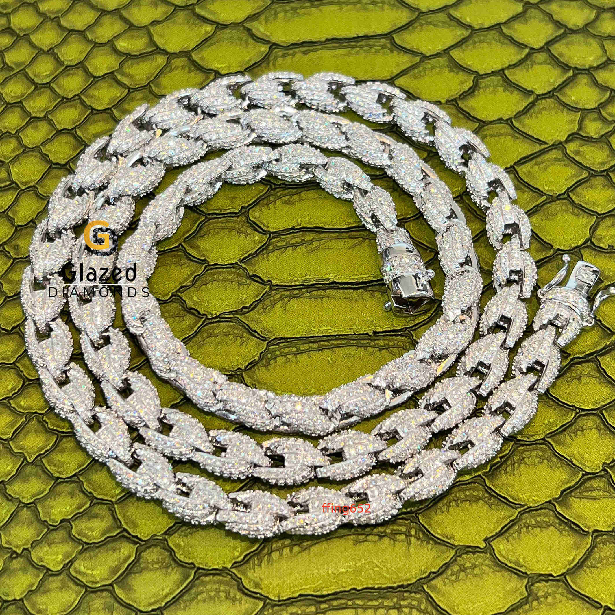 Personalized Hip Hop Cuban Chain Crafted From Round Cut Moissanite Diamonds Set in 10Kt White Gold for Men