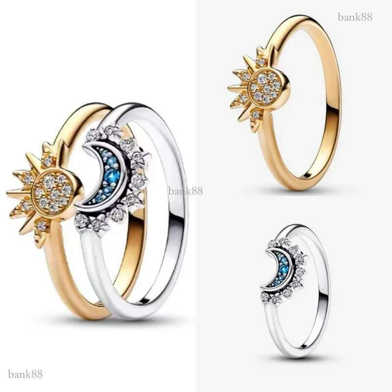 Original 925 Sterling Silver Rings For Women Moon Sun Engagement Wedding Stackable Crystals Diamond Ring Gold Luxury Jewelry Designer For Womens