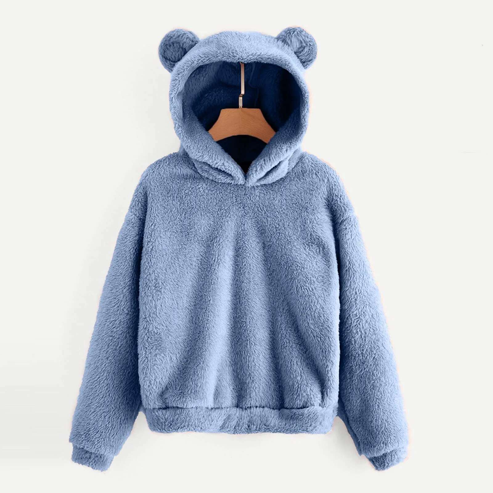 Designer Hoodie Women's Sports Shirt Solid Color Cute Bear Ear Hooded Sweatshirt Wool Warm Sportswear Street Wear Fuzzy Hooded Sweatshirt Casual 
