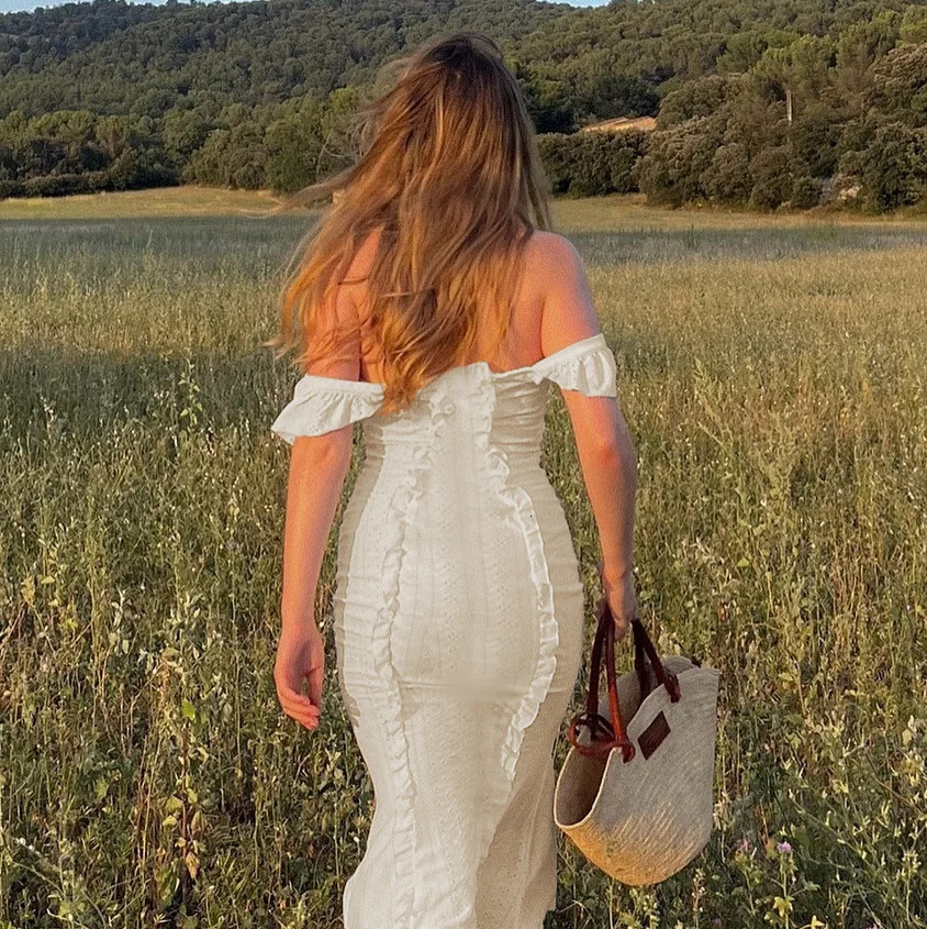 Elegant womens lace maxi dress fashionable sleeveless sexy Vneck ultrathin spring summer tight casual Aline French vest 250317