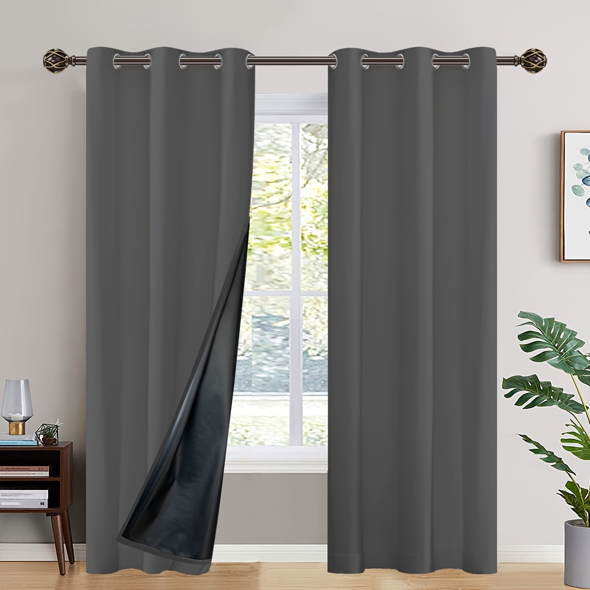 T0372 1/2PC Modern 100% High Shading, Waterproof And Insulated Indoor And Outdoor Curtains And Door Curtain