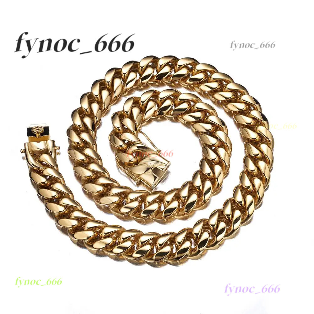 7 - 40 316L Stainless Steel Cuban Miami Chains Necklaces Heavy Gold Color Link for Men Hip Hop Rock Jewelry