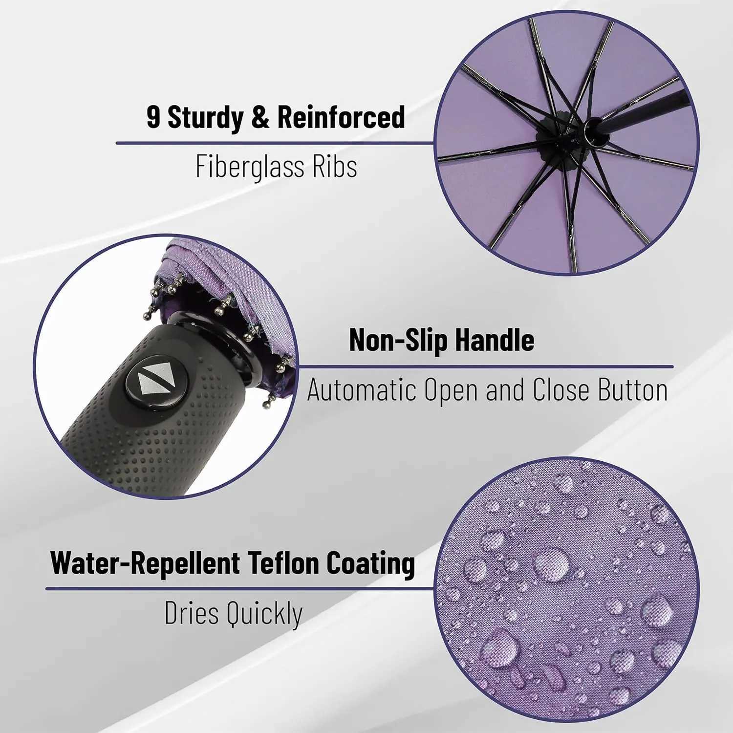 Windproof Travel Umbrella Purple Automatic Umbrellas For Rain Compact Folding Portable Storm Resistant Outdoor ProtectionC250317