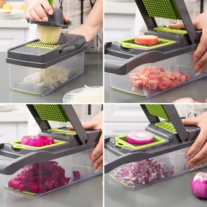 14/16 in 1 Multifunctional Kitchen Artifact Vegetable Cutter Dicer Shredder Grater Slicer Household Kitchen Supplies 250314