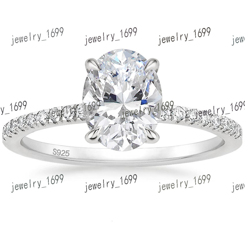 OAHLAN 3CT 925 Sterling Silver Engagement Rings Oval Cut Cubic Zirconia Promise Rings Wedding Bands for Women