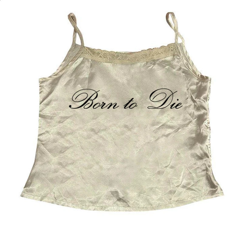 Womens Sleeveless Camisole Y2K Sexy Lace Streetwear Hip Hop Punk Rock vintage Emo Girls Chic Letter Print Gothic Slim baby Tops 250317