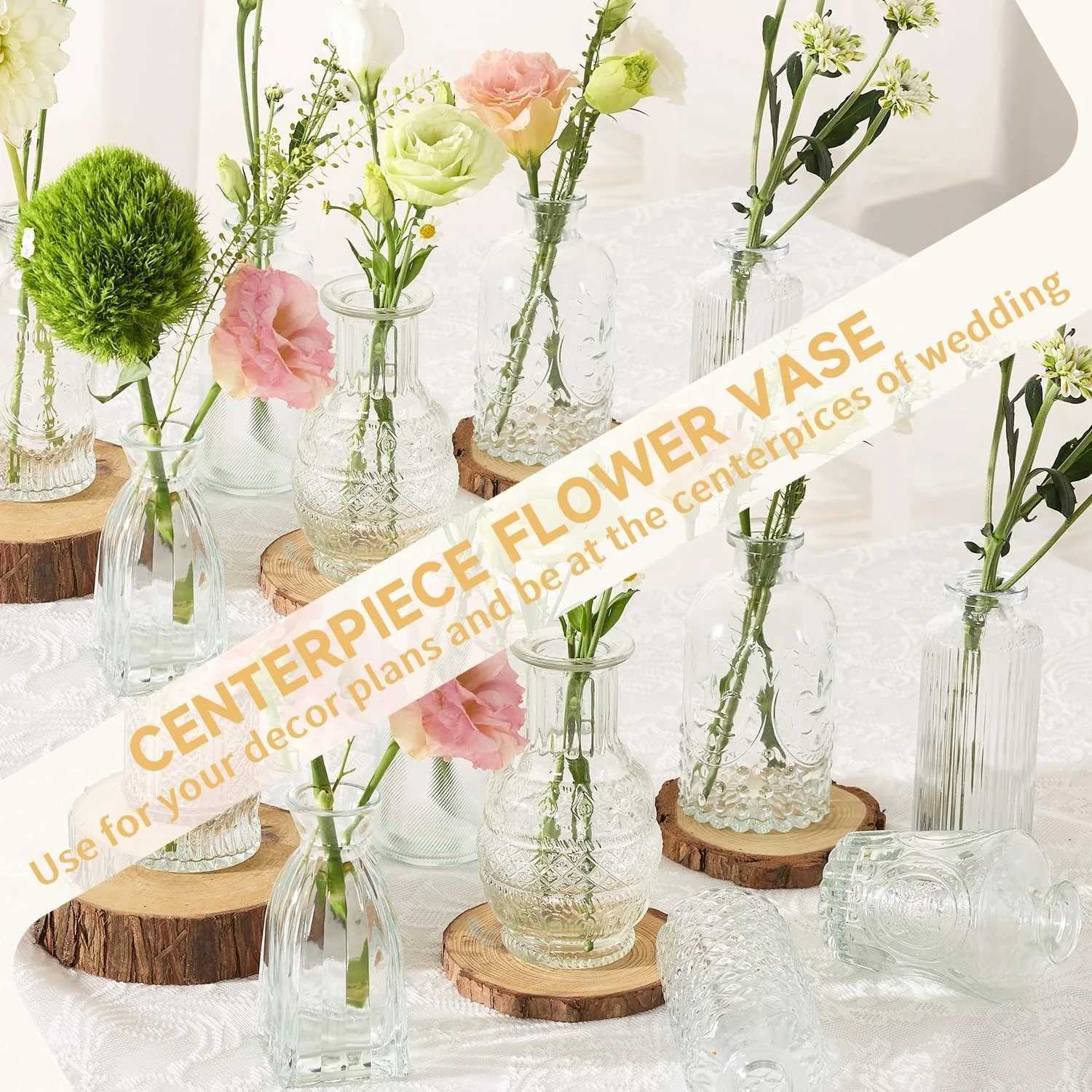Glass Bud Vase Set of 32PCS Wedding Centerpieces for TablesMini Clear Bud Vases for FlowersFlower Vases Suitable(Clear 32PCS) X250317