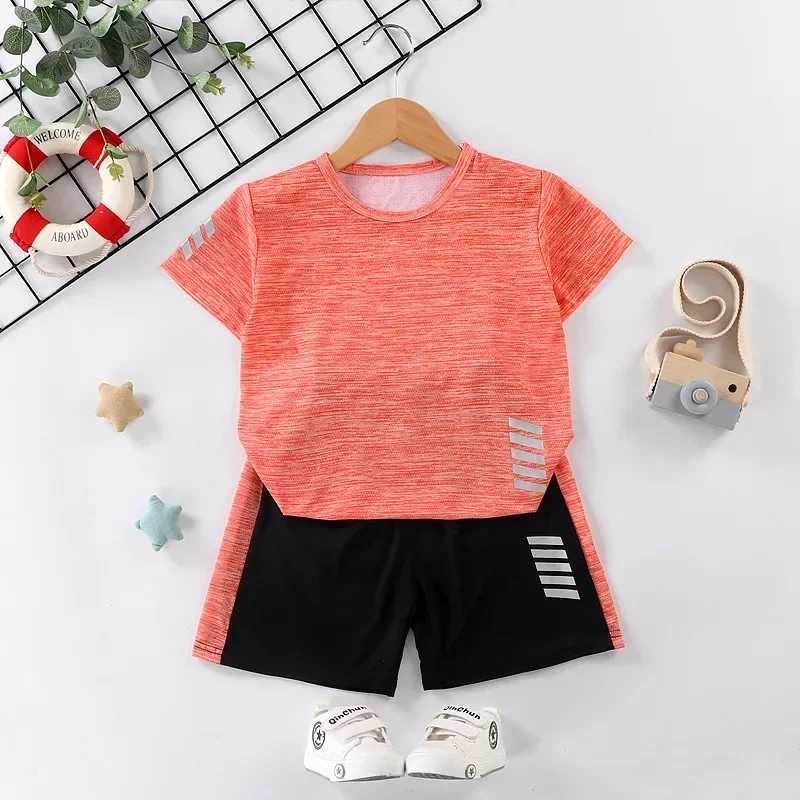 Boys and girls summer sportswear baby casual quick drying clothes T-shirt shorts 2PCS set childrens clothing trend W250317