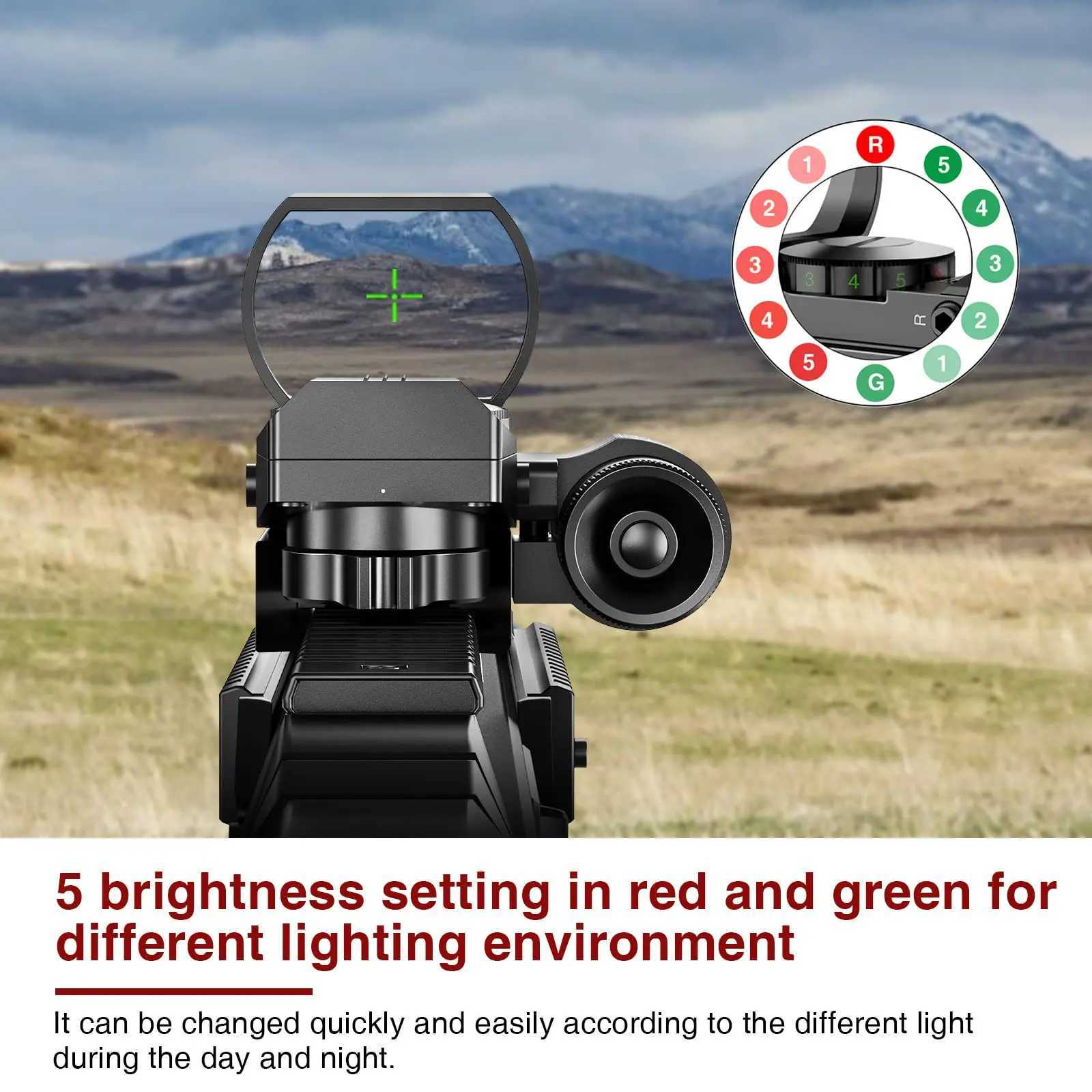 MidTen 1X22X33 Sight Red Dot Sight Red Green 4 Reticle Optics with laser and pressure pad switch suitable for 20mm rail X250317