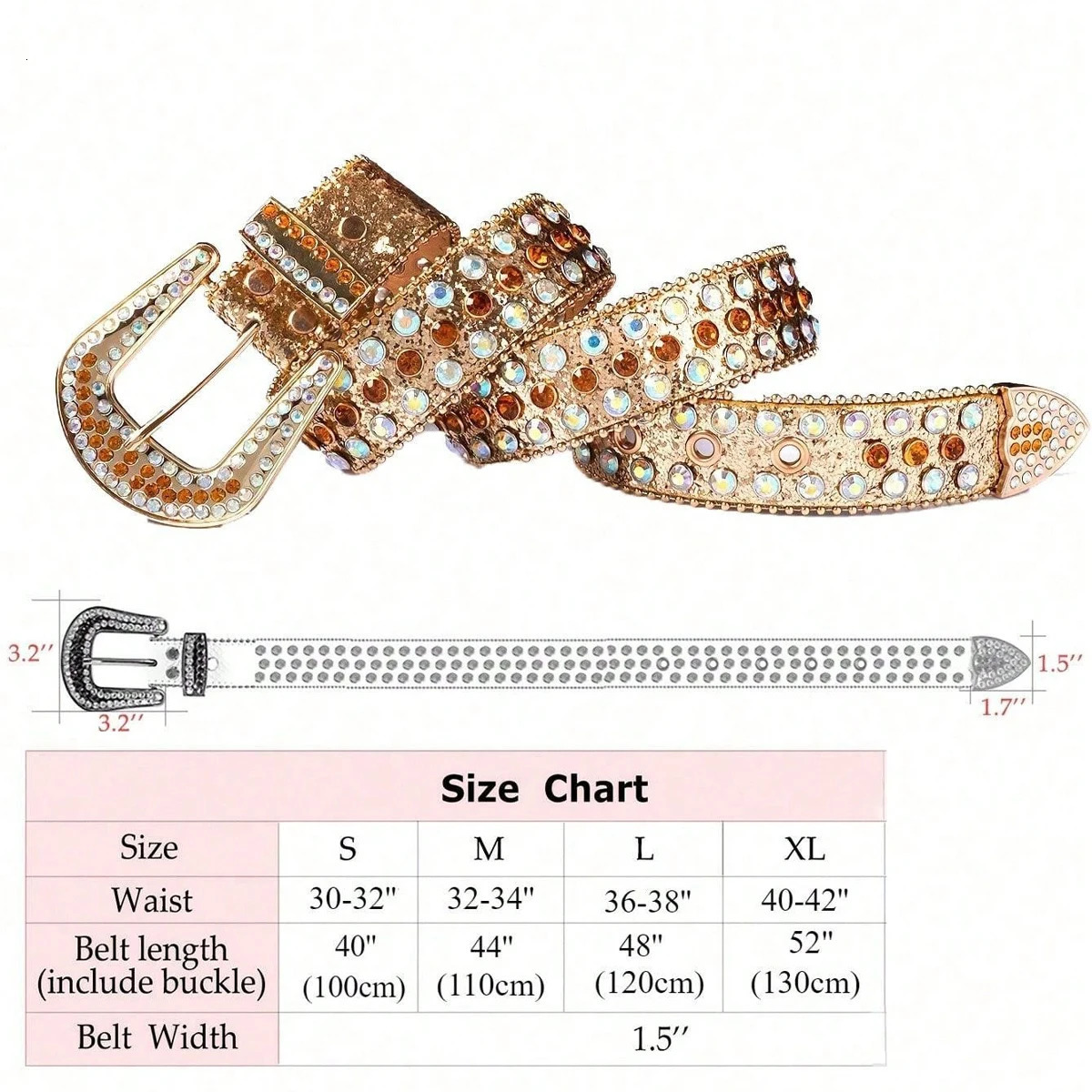 1pc Sparkling Rhinestone Belt for Plus Size Women Men - Perfect for Western Cowgirl and Cowboy Outfits Dresses and Jeans 250312