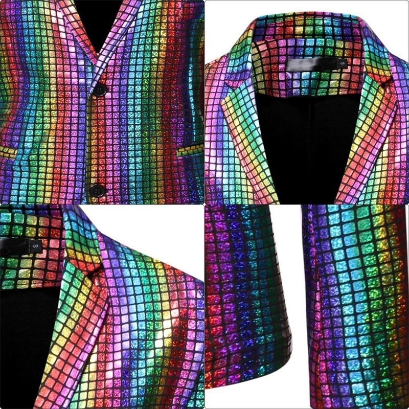 Sequins Blazers Shiny Suit Jacket Halloween Outfits Two Button Blazer Tuxedo Disco Glitter Party For Men Dinner 250214