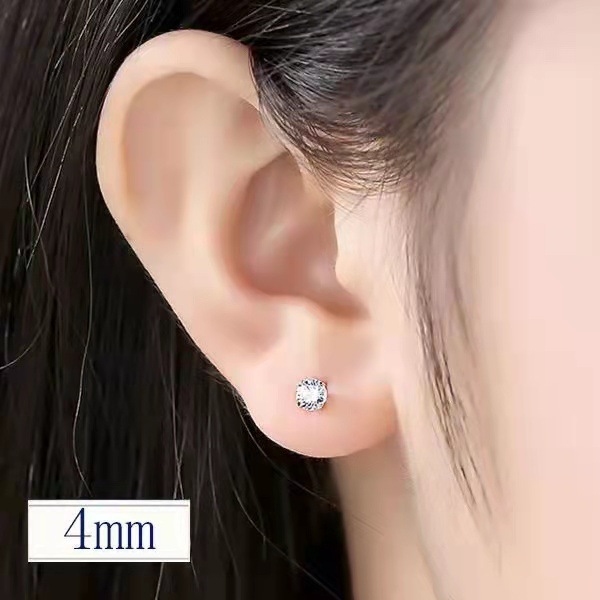 Premium Sterling Silver Moissanite Piercing Studs with D-Color Brilliance (0.5-1.2 Cts)
