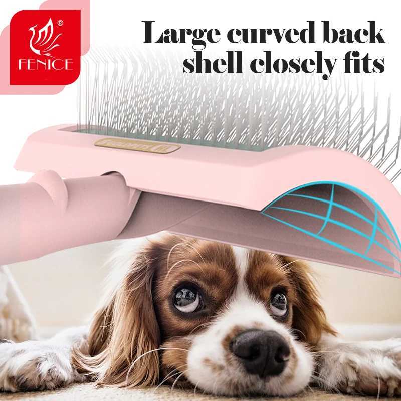 Long needle comb for pet hair removal fur cleaning brush large-sized beauty tools candy color and anti slip pet suppliesT250317