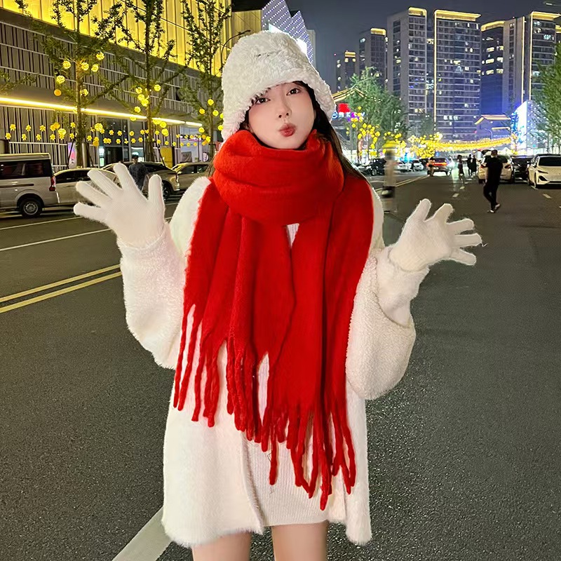 K147 Super thick ~ Winter enlarged mohair scarf for women all-match commuting fashion scarf 2024 new imitation cashmere scarf