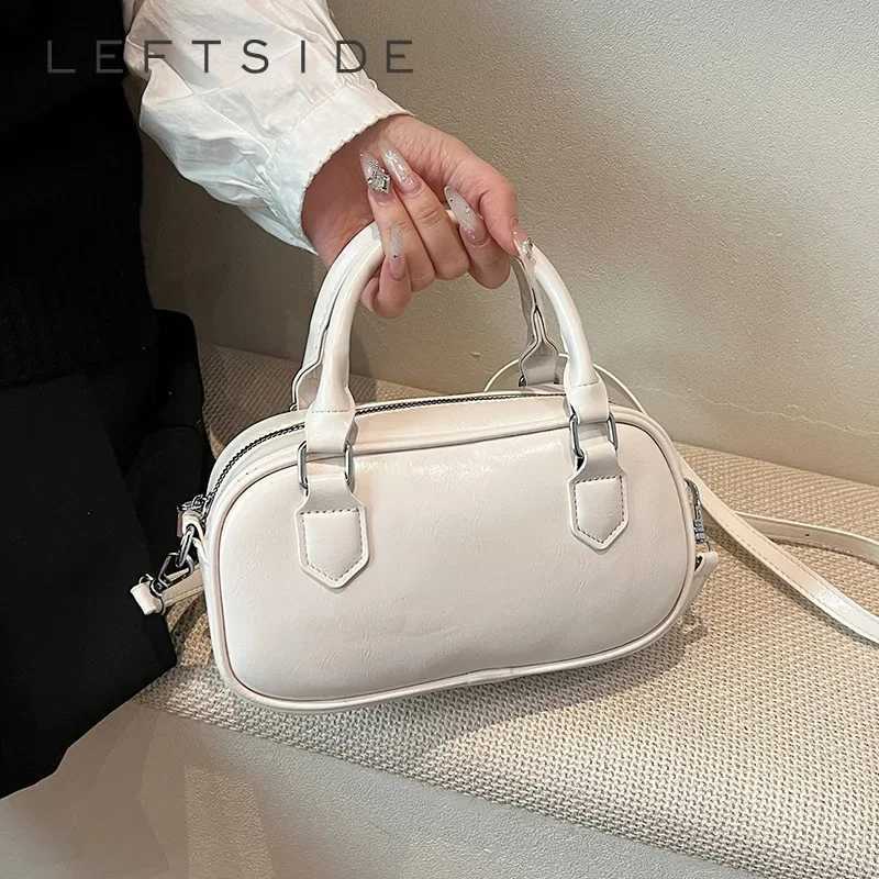 LEFTSIDE small PU leather white cross shaped bag suitable for Wen 2025 Y2K womens shoe bag female designer handbag and wallet Y250321
