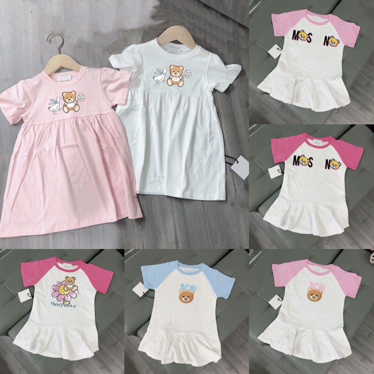 Baby Dresses designer Dress clothes kids toddler girls fashion summer baby children pink white blue dress