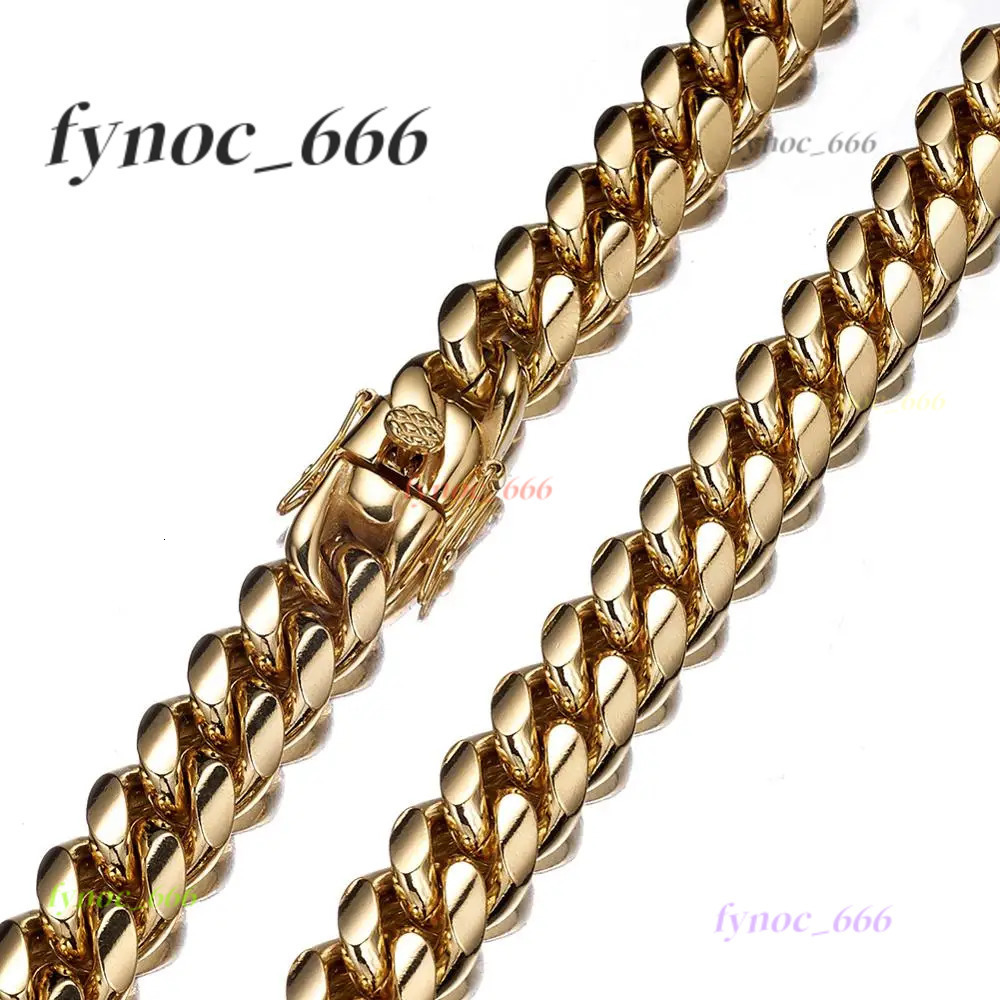 7 - 40 316L Stainless Steel Cuban Miami Chains Necklaces Heavy Gold Color Link for Men Hip Hop Rock Jewelry