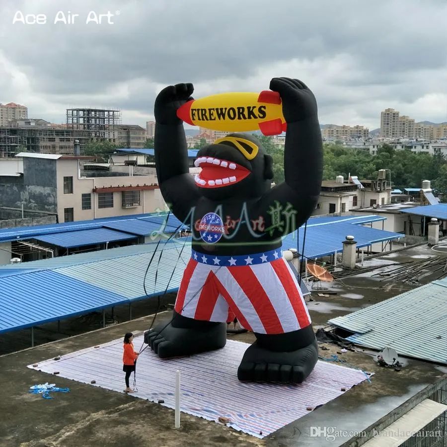 12m height (40ft) with blower Inflatable Fireworks Rocket King Kong Fire Arrow Free Giant Pop-up Gorilla Firework Model For Promotion