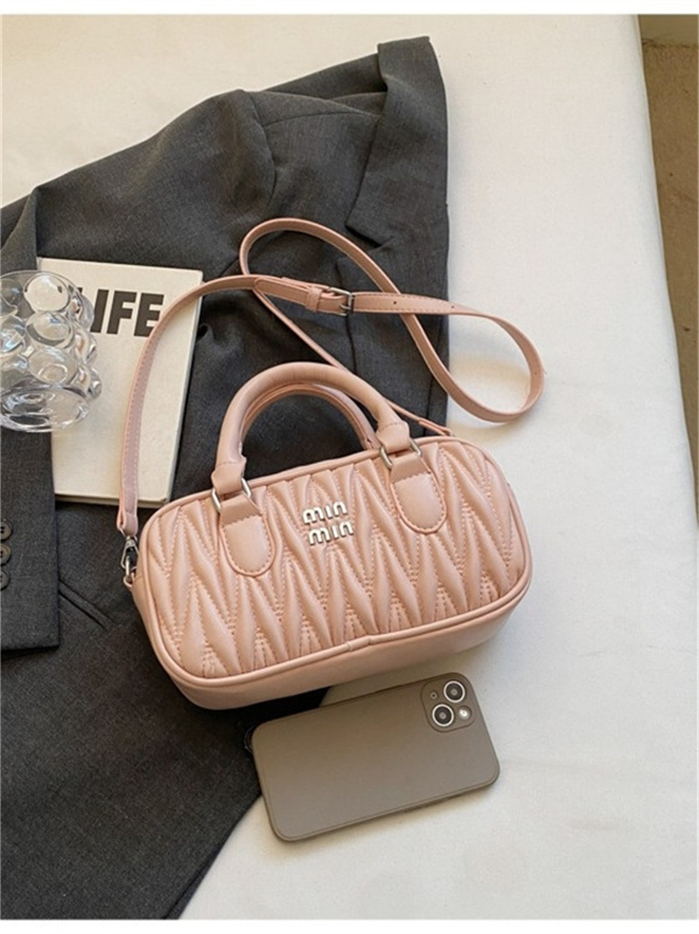Designer Totes - Chic Wrinkled Square Handbag: Fashionable Women's hot Tote Bag, Small & Lightweight